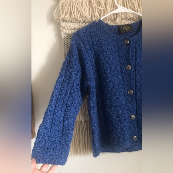 Carraig Donn 100% Irish Merino Wool Cable Knit Fisherman Cardigan XL - Picture 3 of 6